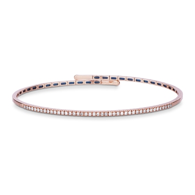 Bracelet semi rigide en or rose 18k avec diamants