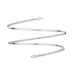 Bracelet semi-rigide à ressort avec rangée de diamants