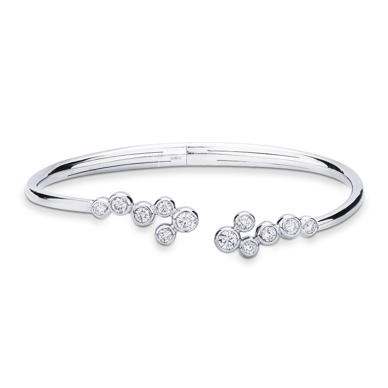 Bracelet rigide or blanc 18k avec diamants