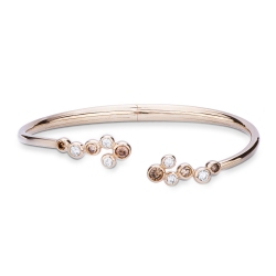 Bracelet semi-rigide or rose 18k avec diamants bruns et diamants