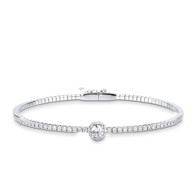 Bracelet semi-rigide en or blanc 18K avec diamants 