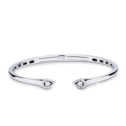Bracelet or blanc 18k avec diamants aux extrémités