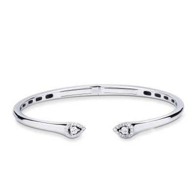 Bracelet or blanc 18k avec diamants aux extrémités