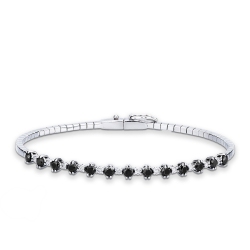 Bracelet semi-rigide en or blanc 18k serti de diamants noirs et blancs