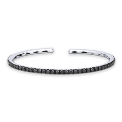Bracelet rigide en or blanc 18 carats avec diamants noirs