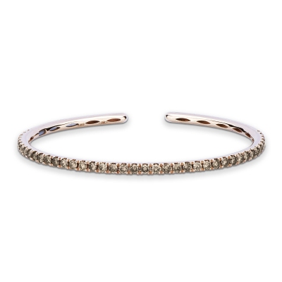 Bracelet rigide en or rose 18k avec diamants bruns