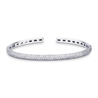 Bracelet rigide en Or Blanc 18k avec pavé de Diamants