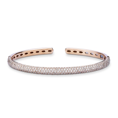 Bracelet rigide en or rose 18 carats avec pavé de diamants