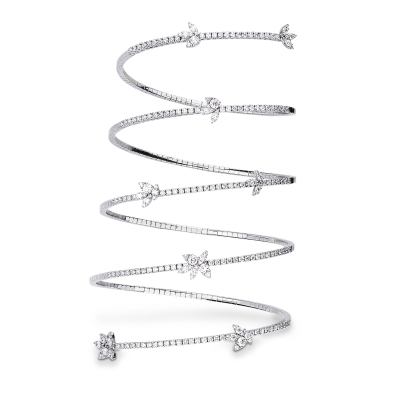 Bracelet à ressort en or blanc 18 carats avec diamants