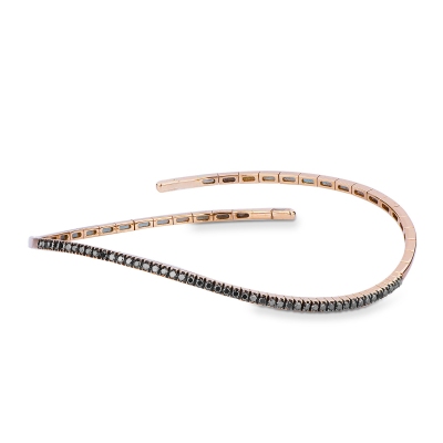 Bracelet homme semi-rigide en or rose 18k avec diamants noirs