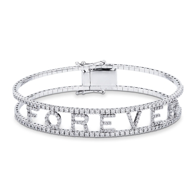 Bracelet rigide en or blanc 18k forever en diamants 