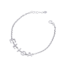Bracelet avec le prénom  ELISA  en or blanc 750 et diamants