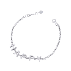 Bracelet personnalisé  HAPPY  en or blanc 750 et diamants