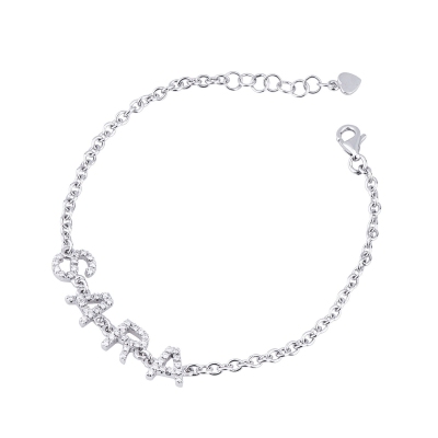 Bracelet avec lettres en or blanc 750 et diamants SARA