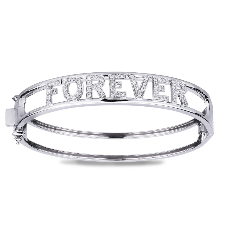 Bracelet personnalisé  FOREVER  en or blanc 750 et diamants Bracelet personnalisé  FOREVER  en or blanc 750 et diamants