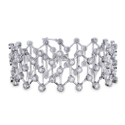 Bracelet en or blanc 18k avec chatons souples et diamants