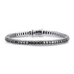 Bracelet rivière diamant blancs et noirs or 18kt