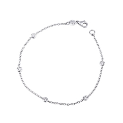 Bracelet en or blanc 18k avec diamants cm 18 ct 0,15