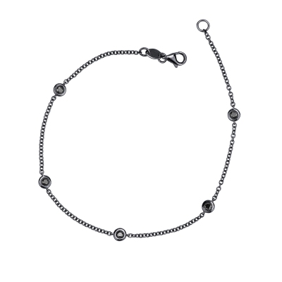 Bracelet pour homme en or bruni 18k avec 5 diamants noirs