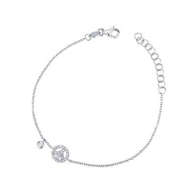 Bracelet Peace&Love en or blanc 18k et diamants