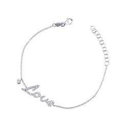 Bracelet en or blanc 18k avec l'inscription Love