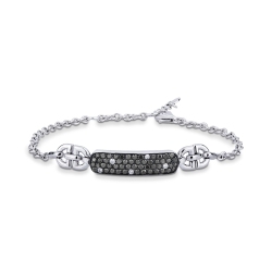 Bracelet diamants noirs et blancs or blanc 18 carats