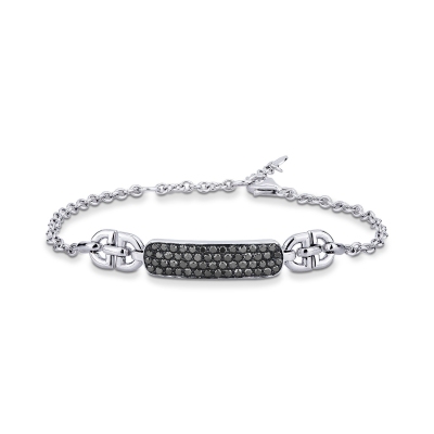 Bracelet homme en or blanc 18 carats diamants noirs