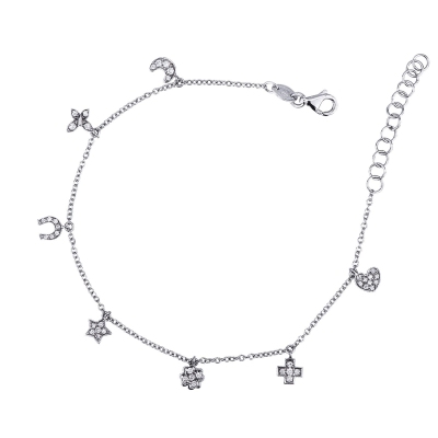 Bracelet en or blanc 18 carats avec des charms en diamants
