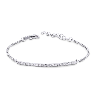 Bracelet barrette diamant or blanc 18k
