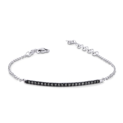 Bracelet barrette en diamants noirs en or blanc 18k
