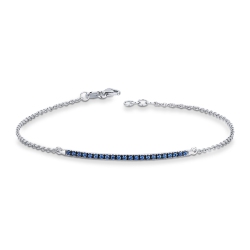 Bracelet barrette à griffes brunies avec saphirs bleu et or blanc 18k homme