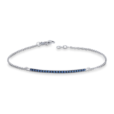 Bracelet barrette à griffes brunies avec saphirs bleu et or blanc 18k homme 