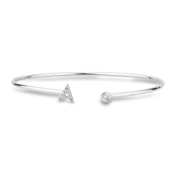 Bracelet rigide avec lettre  A en or blanc 18 carats et diamants