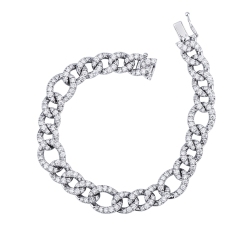 Bracelet groumette en or blanc 750 avec diamants