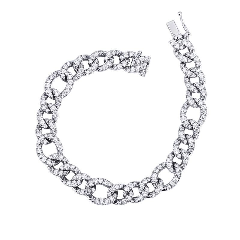 Bracelet groumette en or blanc 750 avec diamants
