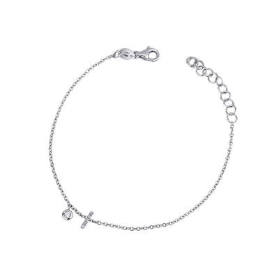 Bracelet avec la lettre I en diamants et or blanc 750