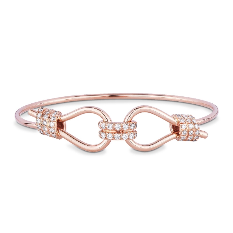 Bracelet rigide Or Rose 18k avec nœuds en diamants