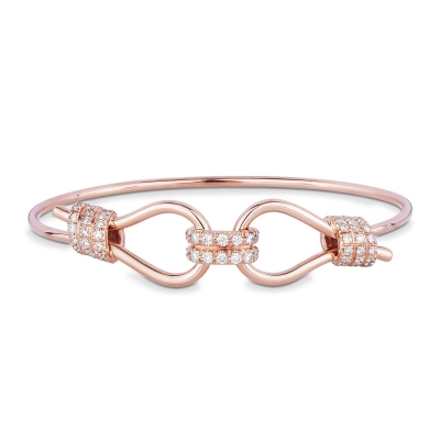 Bracelet rigide Or Rose 18k avec nœuds en diamants