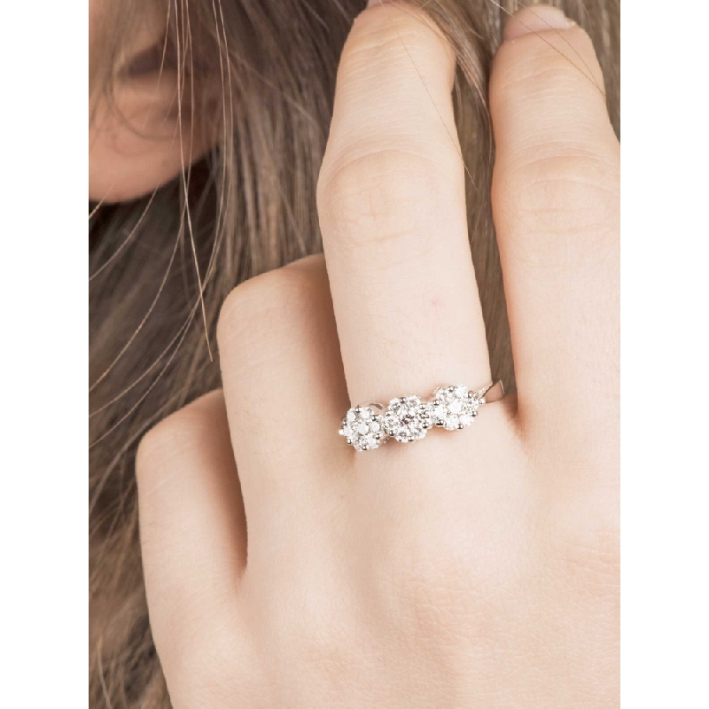  Bague trilogy en or blanc 18k avec diamants 
