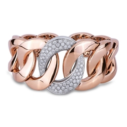 Bracelet à maillons gourmette dégradés en or blanc et rose 18K
