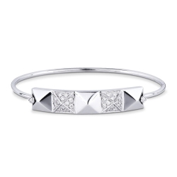 Bracelet avec plaque et clous Or Blanc 18k avec diamants