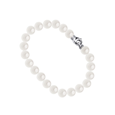 Bracelet de perles japonaises avec fermoir en or blanc 18k et diamants