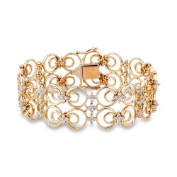 Bracelet en or jaune 18k avec maillons doubles et diamants