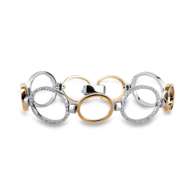 Bracelet en or blanc et jaune 18k avec diamants 