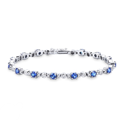 Bracelet or blanc 18k avec saphirs et diamants