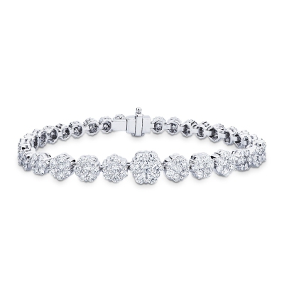 Bracelet fleurs Illusion en or blanc 18k serti de diamants