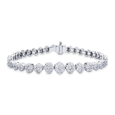 Bracelet Illusion fleurs en or blanc 18k serti de diamants