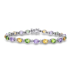 Bracelet en or blanc 18k avec topazes multicolores