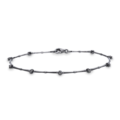Bracelet alterné en or bruni 18 carats avec diamants noirs
