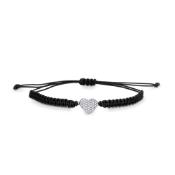 Bracelet cœur en or blanc 18k serti de diamants en tissu